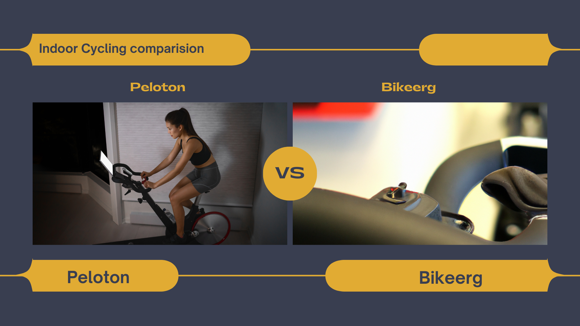 An image showing a Peloton bike and a BikeErg side by side.